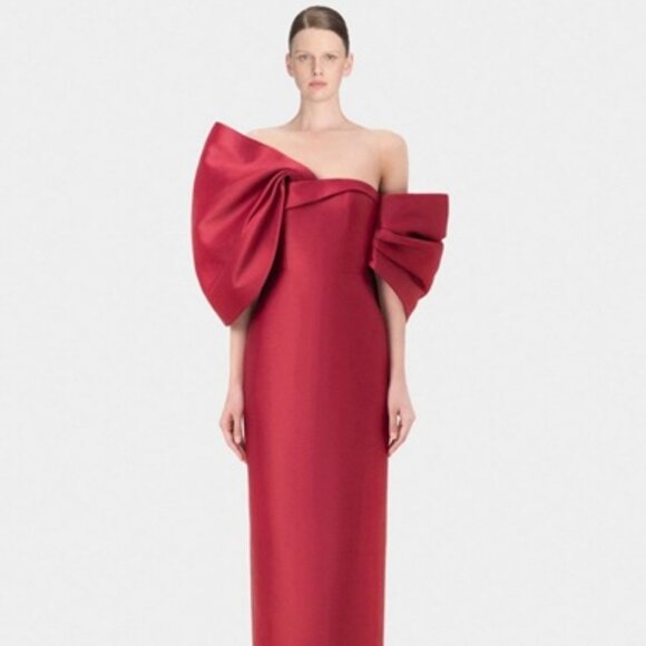 Montsand (Formerly Lobbster) Big Bow Dress | Red Taffeta Statement Gown - Picture 2 of 5